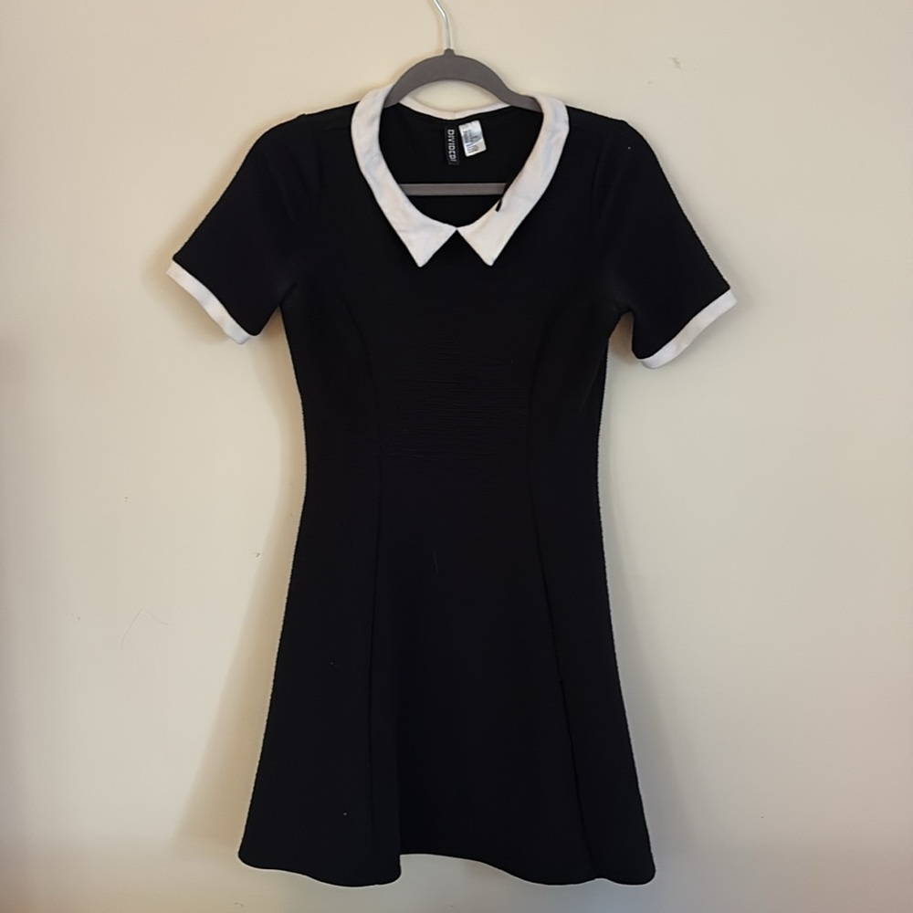 H&M Black Dress with White Collar